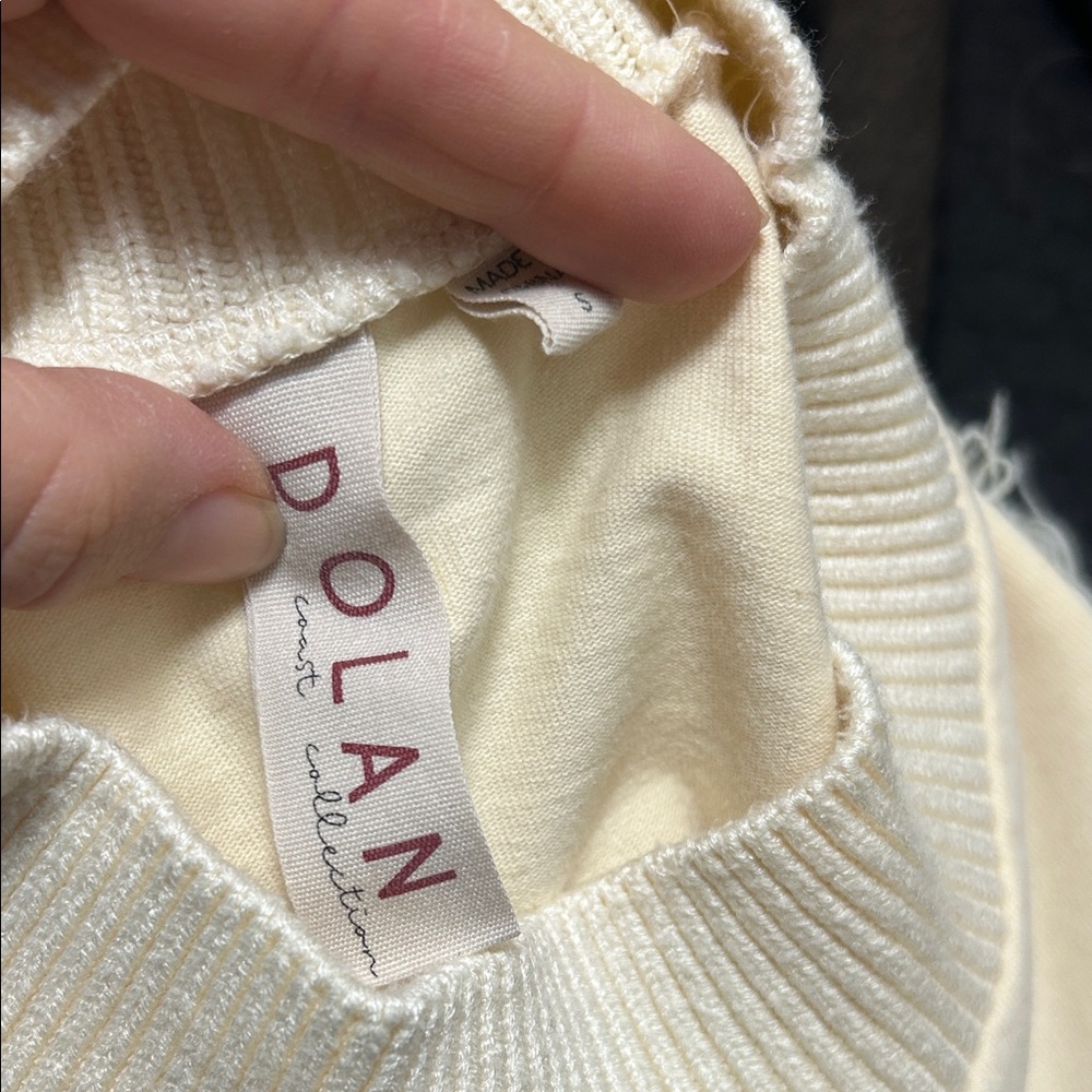 Anthropologie Cream Textured Puff-Sleeve Women's Sweater - Picture 3 of 5